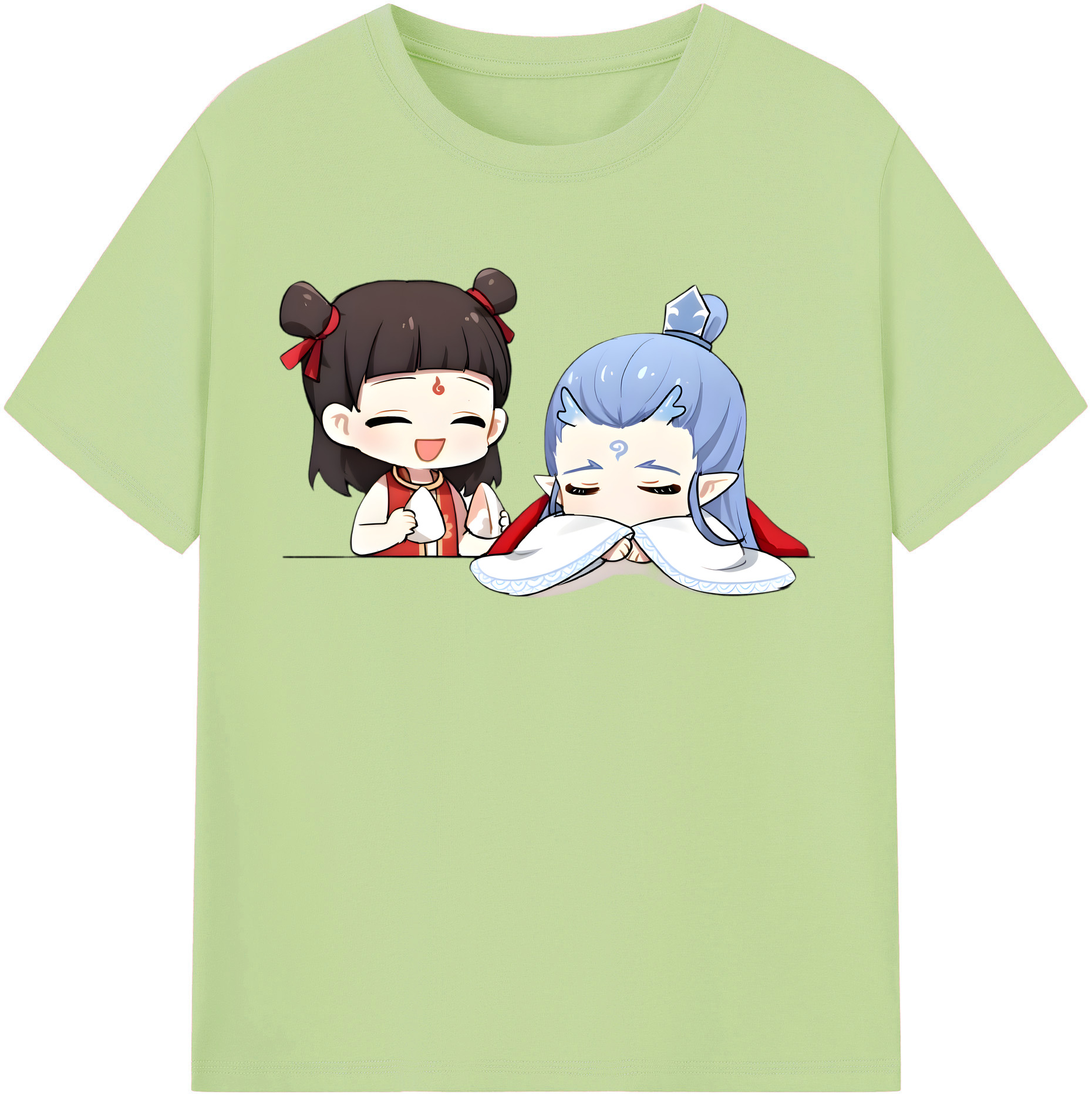 （画像用） Ne Zha 2 ナタ 魔童の大暴れ 綿100％半袖Tシャツ（フロントプリント）